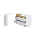 White / Black 4-Drawer Desk Dresser with Movable L-Shape Tabletop, 1-Person