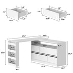 White / Black 4-Drawer Desk Dresser with Movable L-Shape Tabletop, 1-Person