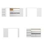 White / Black 4-Drawer Desk Dresser with Movable L-Shape Tabletop, 1-Person