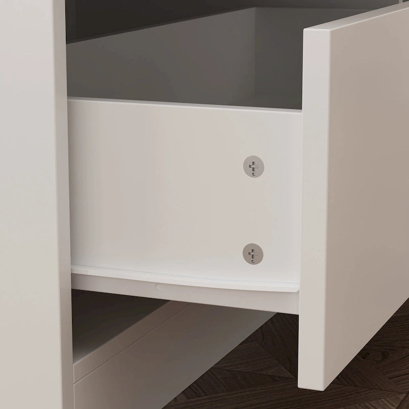 White / Black 4-Drawer Desk Dresser with Movable L-Shape Tabletop, 1-Person