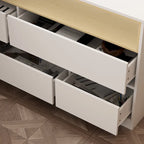 White / Black 4-Drawer Desk Dresser with Movable L-Shape Tabletop, 1-Person