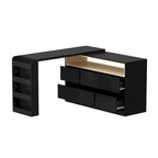 White / Black 4-Drawer Desk Dresser with Movable L-Shape Tabletop, 1-Person