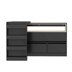 White / Black 4-Drawer Desk Dresser with Movable L-Shape Tabletop, 1-Person