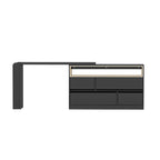 White / Black 4-Drawer Desk Dresser with Movable L-Shape Tabletop, 1-Person