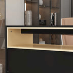 White / Black 4-Drawer Desk Dresser with Movable L-Shape Tabletop, 1-Person