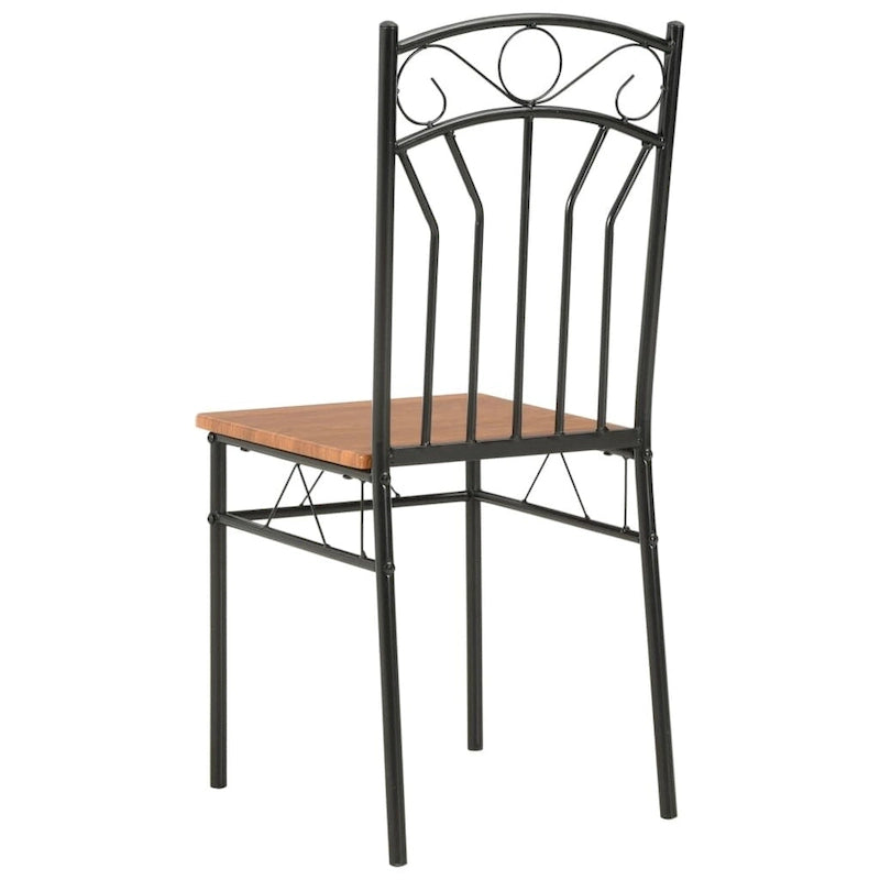 Brown & Black MDF Dining Chairs, Set of 2