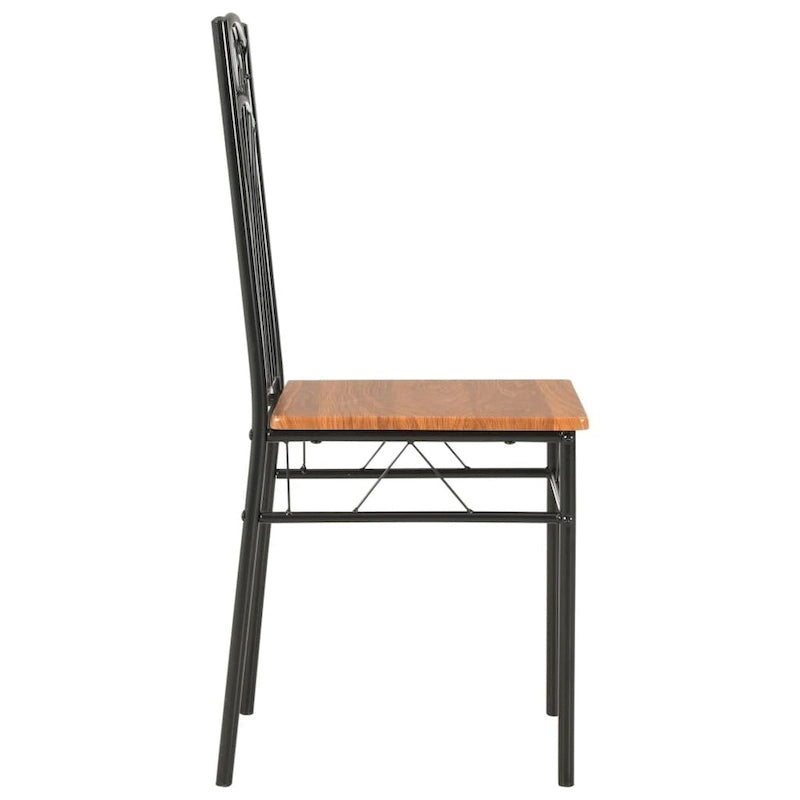 Brown & Black MDF Dining Chairs, Set of 2