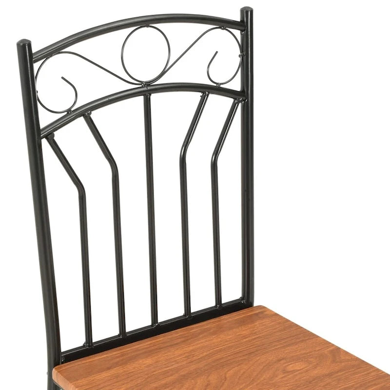 Brown & Black MDF Dining Chairs, Set of 2