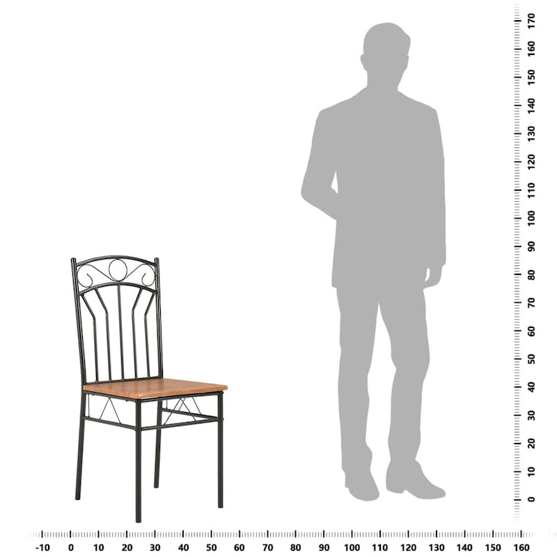 Brown & Black MDF Dining Chairs, Set of 2