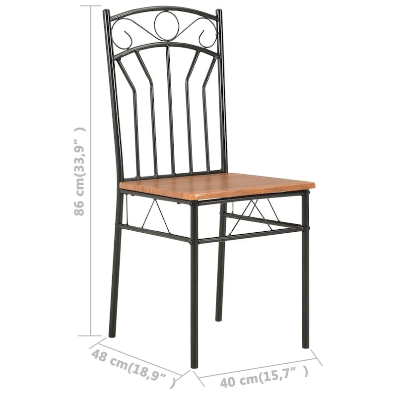 Brown & Black MDF Dining Chairs, Set of 2