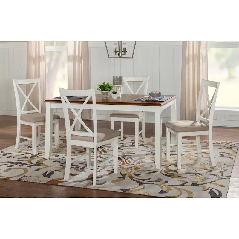 Grey 5-Piece Dining Set for 4, X-Back Chairs