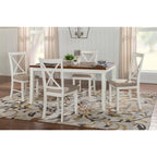 Grey 5-Piece Dining Set for 4, X-Back Chairs