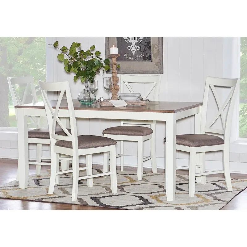 Grey 5-Piece Dining Set for 4, X-Back Chairs