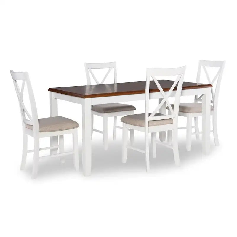 Grey 5-Piece Dining Set for 4, X-Back Chairs