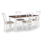 Grey 5-Piece Dining Set for 4, X-Back Chairs