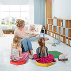 6 cojines hexagonales multifuncionales para suelo de niños pequeños con asas, asientos para aulas