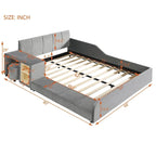 Velvet Platform Bed with Desk & Stool, 2-Person
