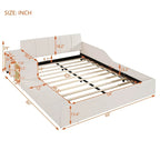 Velvet Platform Bed with Desk & Stool, 2-Person