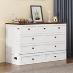 MERAX Solid Pine Murphy Bed Chest with Charging Station and Large Storage Drawer