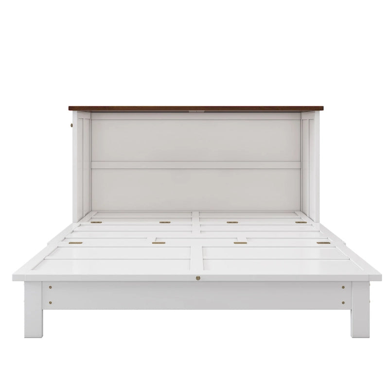 Natural Pine Murphy Bed Chest with Storage Drawer & Charging Station – Queen/Full, Sleeps 1