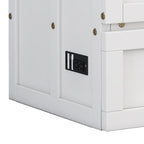 Natural Pine Murphy Bed Chest with Storage Drawer & Charging Station – Queen/Full, Sleeps 1