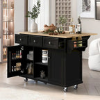 Rolling Kitchen Island Cart with Drop-Leaf | White / Blue / Black
