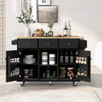 Rolling Kitchen Island Cart with Drop-Leaf | White / Blue / Black