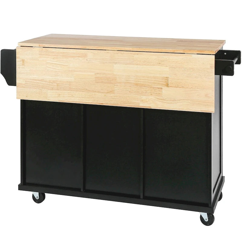 Rolling Kitchen Island Cart with Drop-Leaf | White / Blue / Black
