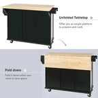 Rolling Kitchen Island Cart with Drop-Leaf | White / Blue / Black