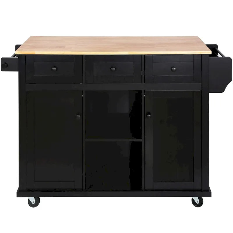 Rolling Kitchen Island Cart with Drop-Leaf | White / Blue / Black