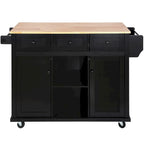 Rolling Kitchen Island Cart with Drop-Leaf | White / Blue / Black