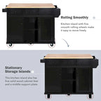 Rolling Kitchen Island Cart with Drop-Leaf | White / Blue / Black