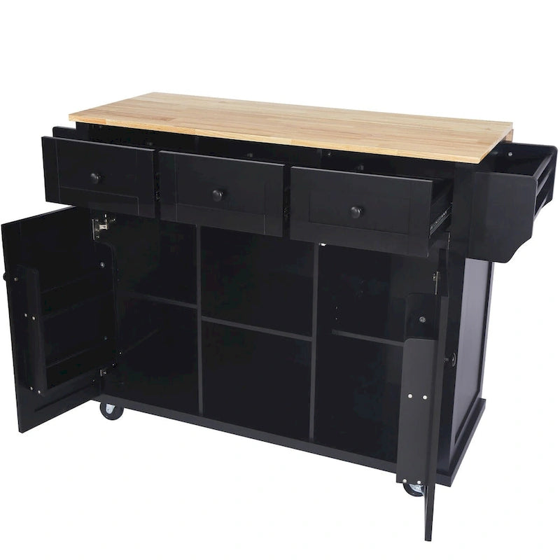 Rolling Kitchen Island Cart with Drop-Leaf | White / Blue / Black
