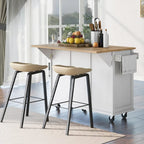 Rolling Kitchen Island Cart with Drop-Leaf | White / Blue / Black