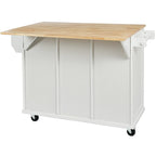 Rolling Kitchen Island Cart with Drop-Leaf | White / Blue / Black