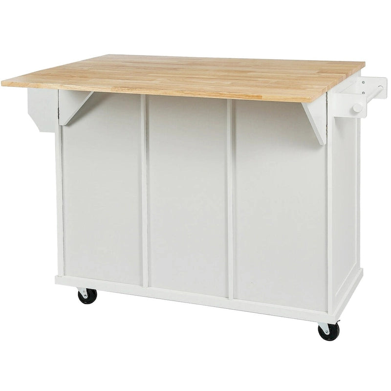 Rolling Kitchen Island Cart with Drop-Leaf | White / Blue / Black