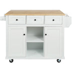 Rolling Kitchen Island Cart with Drop-Leaf | White / Blue / Black