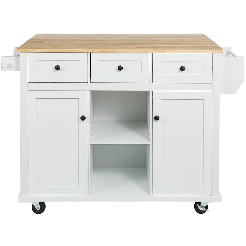 Rolling Kitchen Island Cart with Drop-Leaf | White / Blue / Black