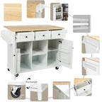 Rolling Kitchen Island Cart with Drop-Leaf | White / Blue / Black