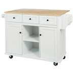 Rolling Kitchen Island Cart with Drop-Leaf | White / Blue / Black