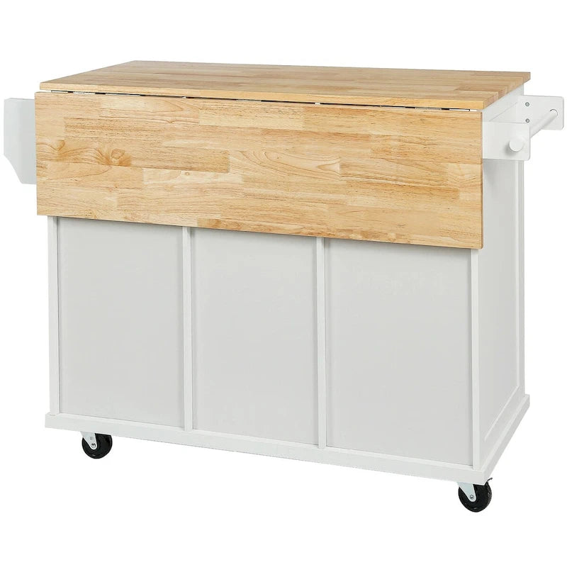 Rolling Kitchen Island Cart with Drop-Leaf | White / Blue / Black