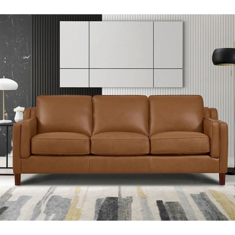 Top-Grain Leather Sofa & Loveseat Set | Track Arm | Brown / Truffle / Cognac / Taupe
