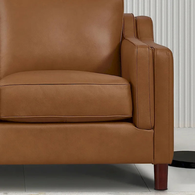 Top-Grain Leather Sofa & Loveseat Set | Track Arm | Brown / Truffle / Cognac / Taupe