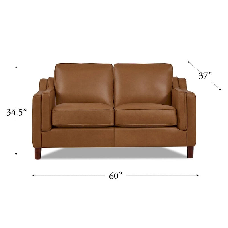 Top-Grain Leather Sofa & Loveseat Set | Track Arm | Brown / Truffle / Cognac / Taupe