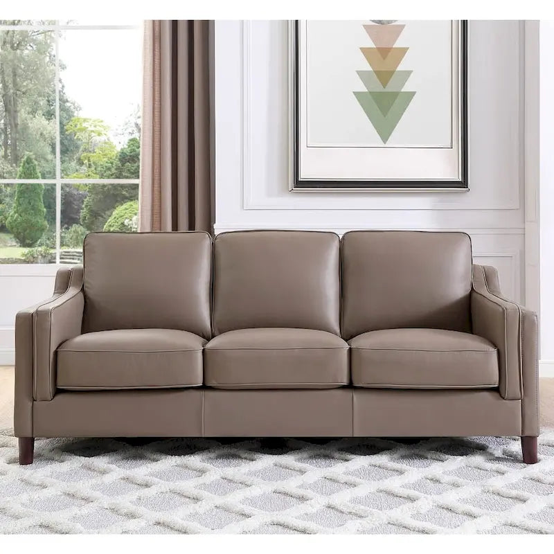 Top-Grain Leather Sofa & Loveseat Set | Track Arm | Brown / Truffle / Cognac / Taupe