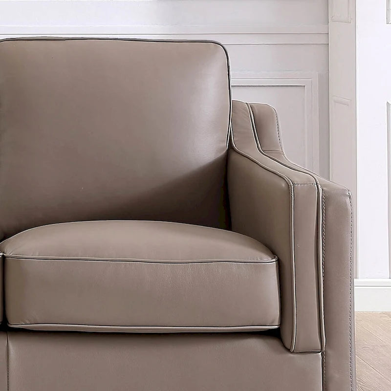 Top-Grain Leather Sofa & Loveseat Set | Track Arm | Brown / Truffle / Cognac / Taupe