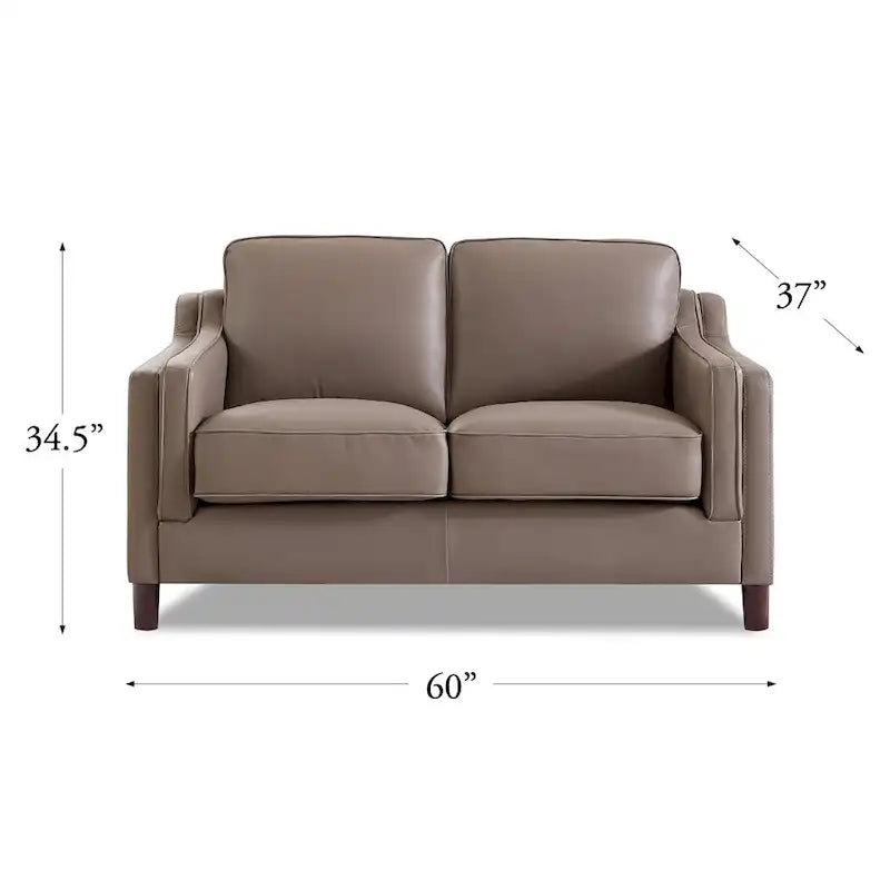 Top-Grain Leather Sofa & Loveseat Set | Track Arm | Brown / Truffle / Cognac / Taupe