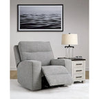 Pewter Power Recliner, 1-Seat, Polyester Fabric