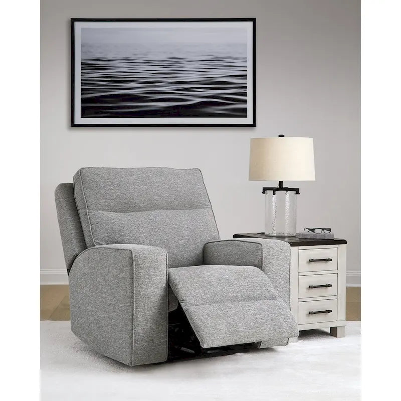 Pewter Power Recliner, 1-Seat, Polyester Fabric