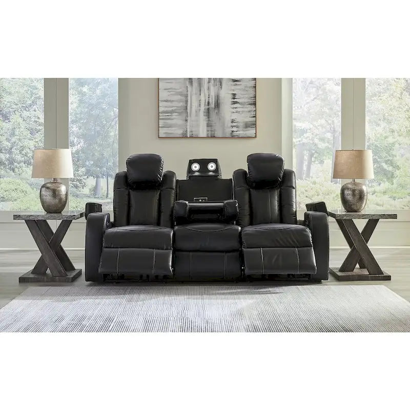 Midnight Power Reclining Sofa, 2-Seat, Faux Leather – 86"W × 42"D × 42"H